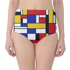 Stripes And Colors Textile Pattern Retro Classic High-waist Bikini Bottoms by DinzDas