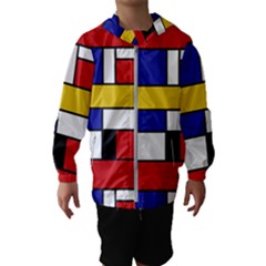 Stripes And Colors Textile Pattern Retro Kids  Hooded Windbreaker by DinzDas