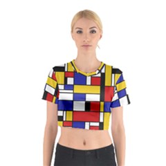 Stripes And Colors Textile Pattern Retro Cotton Crop Top