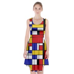 Stripes And Colors Textile Pattern Retro Racerback Midi Dress