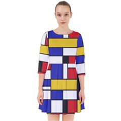 Stripes And Colors Textile Pattern Retro Smock Dress