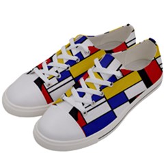 Stripes And Colors Textile Pattern Retro Men s Low Top Canvas Sneakers by DinzDas