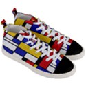 Stripes And Colors Textile Pattern Retro Men s Mid-Top Canvas Sneakers View3