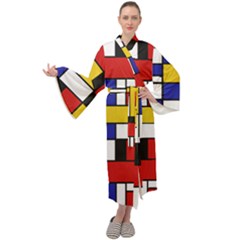 Stripes And Colors Textile Pattern Retro Maxi Velour Kimono by DinzDas