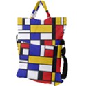 Stripes And Colors Textile Pattern Retro Fold Over Handle Tote Bag View2