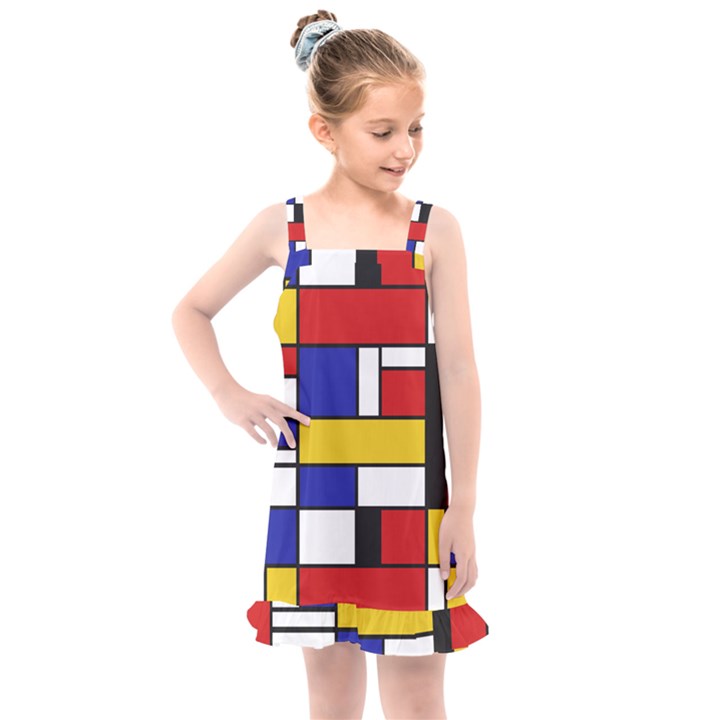 Stripes And Colors Textile Pattern Retro Kids  Overall Dress