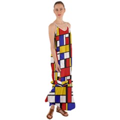 Stripes And Colors Textile Pattern Retro Cami Maxi Ruffle Chiffon Dress