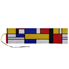 Stripes And Colors Textile Pattern Retro Roll Up Canvas Pencil Holder (l) by DinzDas