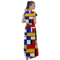 Stripes And Colors Textile Pattern Retro Flutter Sleeve Maxi Dress View2