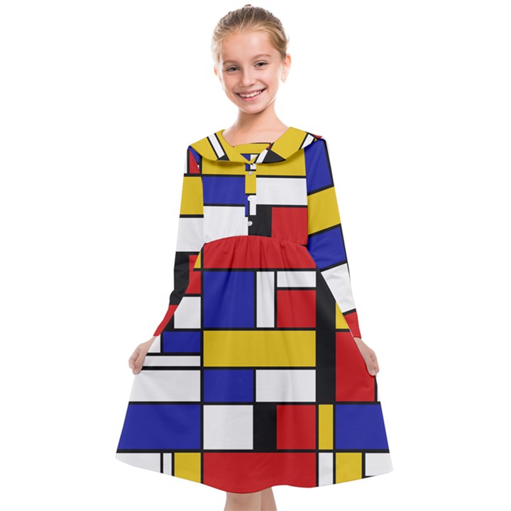 Stripes And Colors Textile Pattern Retro Kids  Midi Sailor Dress