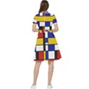 Stripes And Colors Textile Pattern Retro Short Sleeve Waist Detail Dress View2