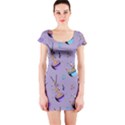 Japanese Ramen Sushi Noodles Rice Bowl Food Pattern Short Sleeve Bodycon Dress View1