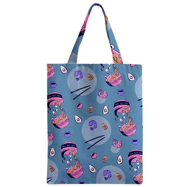 Japanese Ramen Sushi Noodles Rice Bowl Food Pattern 2 Zipper Classic Tote Bag