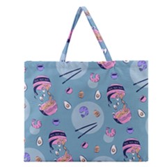 Japanese Ramen Sushi Noodles Rice Bowl Food Pattern 2 Zipper Large Tote Bag by DinzDas