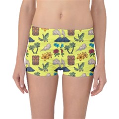 Tropical Island Tiki Parrots, Mask And Palm Trees Boyleg Bikini Bottoms by DinzDas