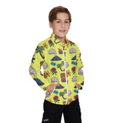 Tropical Island Tiki Parrots, Mask And Palm Trees Kids  Windbreaker by DinzDas