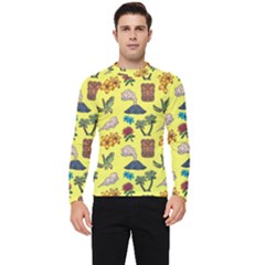 Tropical Island Tiki Parrots, Mask And Palm Trees Men s Long Sleeve Rash Guard by DinzDas