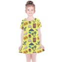 Tropical Island Tiki Parrots, Mask And Palm Trees Kids  Simple Cotton Dress View1