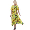 Tropical Island Tiki Parrots, Mask And Palm Trees Cross Front Sharkbite Hem Maxi Dress View2