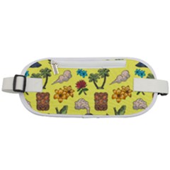 Tropical Island Tiki Parrots, Mask And Palm Trees Rounded Waist Pouch by DinzDas