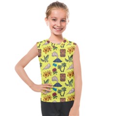 Tropical Island Tiki Parrots, Mask And Palm Trees Kids  Mesh Tank Top by DinzDas