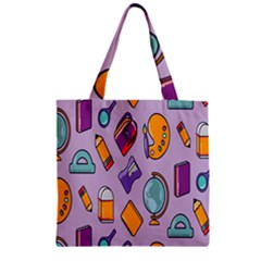 Back To School And Schools Out Kids Pattern Zipper Grocery Tote Bag by DinzDas