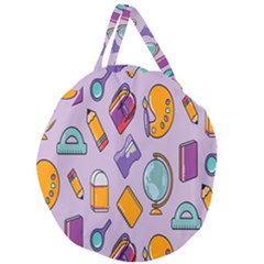 Back To School And Schools Out Kids Pattern Giant Round Zipper Tote by DinzDas