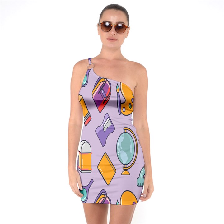 Back To School And Schools Out Kids Pattern One Soulder Bodycon Dress