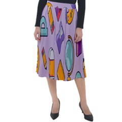 Back To School And Schools Out Kids Pattern Classic Velour Midi Skirt  by DinzDas