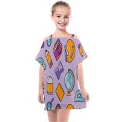 Back To School And Schools Out Kids Pattern Kids  One Piece Chiffon Dress by DinzDas