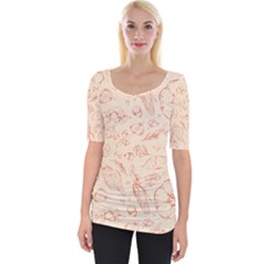 Thanksgiving Flowers And Gifts Pattern Wide Neckline Tee