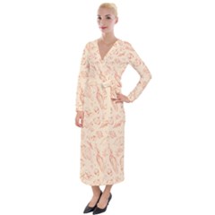 Thanksgiving Flowers And Gifts Pattern Velvet Maxi Wrap Dress by DinzDas