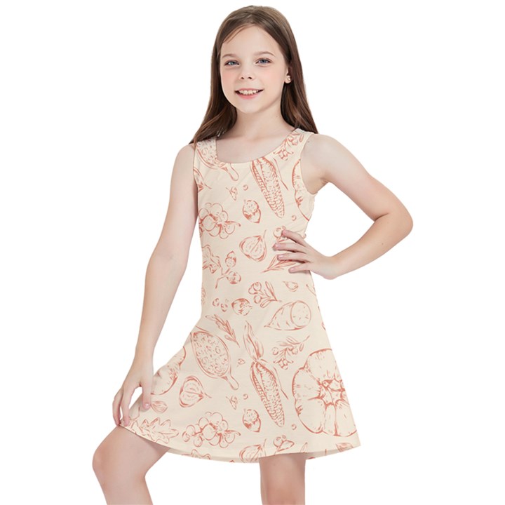 Thanksgiving Flowers And Gifts Pattern Kids  Lightweight Sleeveless Dress