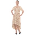 Thanksgiving Flowers And Gifts Pattern Front Wrap High Low Dress View1