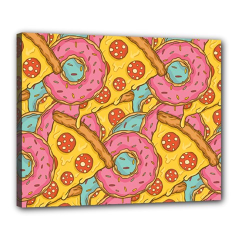 Fast Food Pizza And Donut Pattern Canvas 20  X 16  (stretched) by DinzDas