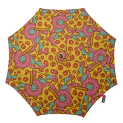 Fast Food Pizza And Donut Pattern Hook Handle Umbrellas (medium) by DinzDas