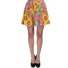 Fast Food Pizza And Donut Pattern Skater Skirt by DinzDas