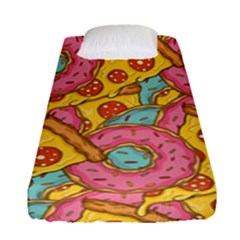 Fast Food Pizza And Donut Pattern Fitted Sheet (single Size) by DinzDas