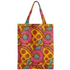 Fast Food Pizza And Donut Pattern Zipper Classic Tote Bag by DinzDas