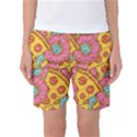 Fast Food Pizza And Donut Pattern Women s Basketball Shorts View1