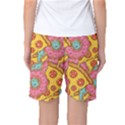 Fast Food Pizza And Donut Pattern Women s Basketball Shorts View2