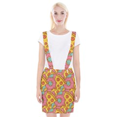 Fast Food Pizza And Donut Pattern Braces Suspender Skirt by DinzDas