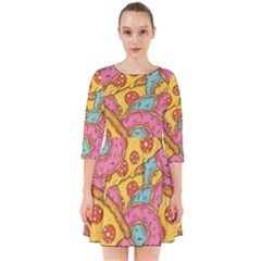 Fast Food Pizza And Donut Pattern Smock Dress by DinzDas