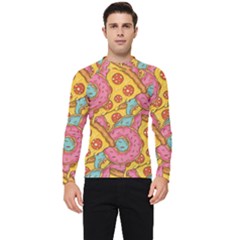 Fast Food Pizza And Donut Pattern Men s Long Sleeve Rash Guard by DinzDas