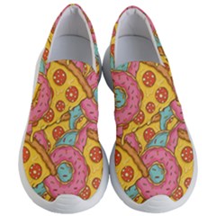 Fast Food Pizza And Donut Pattern Women s Lightweight Slip Ons by DinzDas