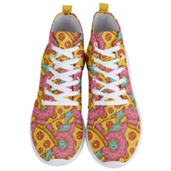 Fast Food Pizza And Donut Pattern Men s Lightweight High Top Sneakers by DinzDas