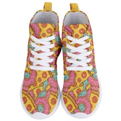 Fast Food Pizza And Donut Pattern Women s Lightweight High Top Sneakers by DinzDas