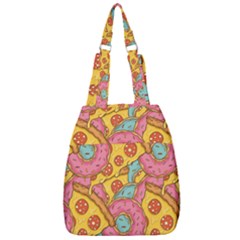 Fast Food Pizza And Donut Pattern Center Zip Backpack by DinzDas