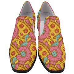 Fast Food Pizza And Donut Pattern Women Slip On Heel Loafers by DinzDas