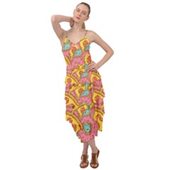 Fast Food Pizza And Donut Pattern Layered Bottom Dress by DinzDas